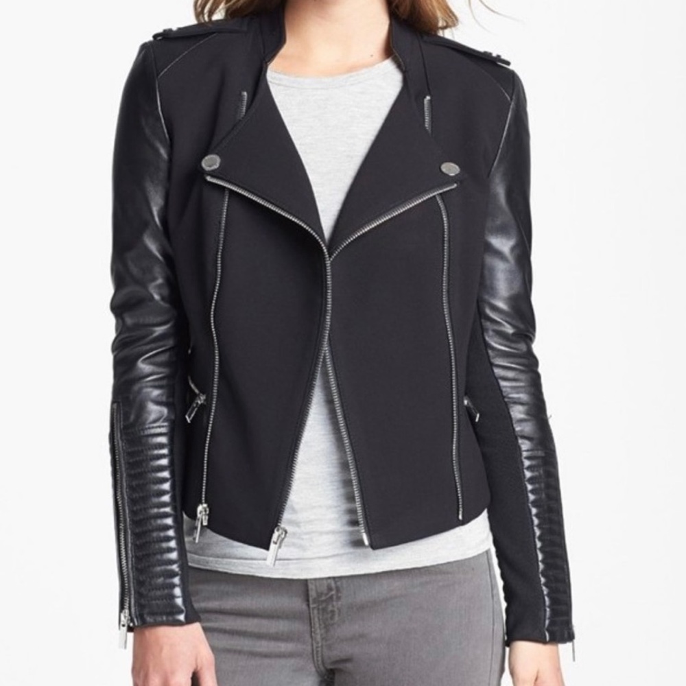 BCBGMAXAZRIA Leather Moto Jacket